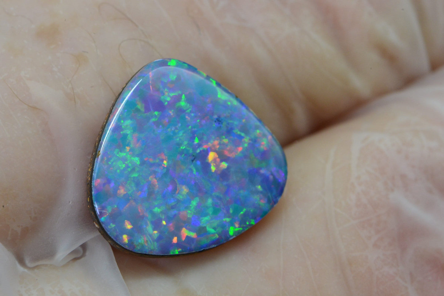 2.41CTS Australian Black Opal Freeform Cabochon Natural Gems Metallic Blue Rainbow