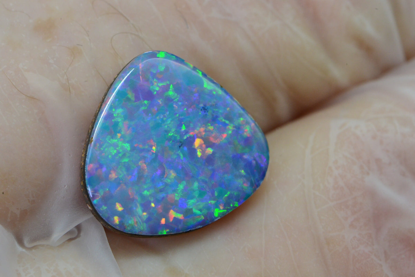 2.41CTS Australian Black Opal Freeform Cabochon Natural Gems Metallic Blue Rainbow