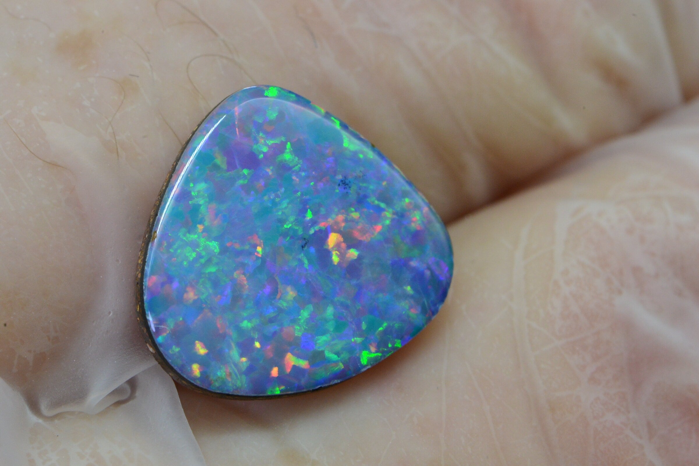 2.41CTS Australian Black Opal Freeform Cabochon Natural Gems Metallic Blue Rainbow