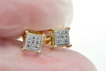 Extra Small Princes Style Diamond Stud Earrings 14K Yellow Gold Filled Square Tiny Studs