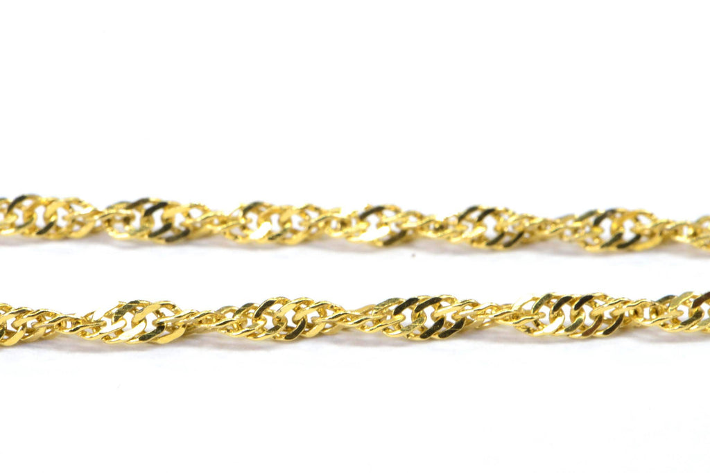 Twisted Herringbone Chain Bracelet: 14K Yellow Gold Over Sterling Silver, 8"