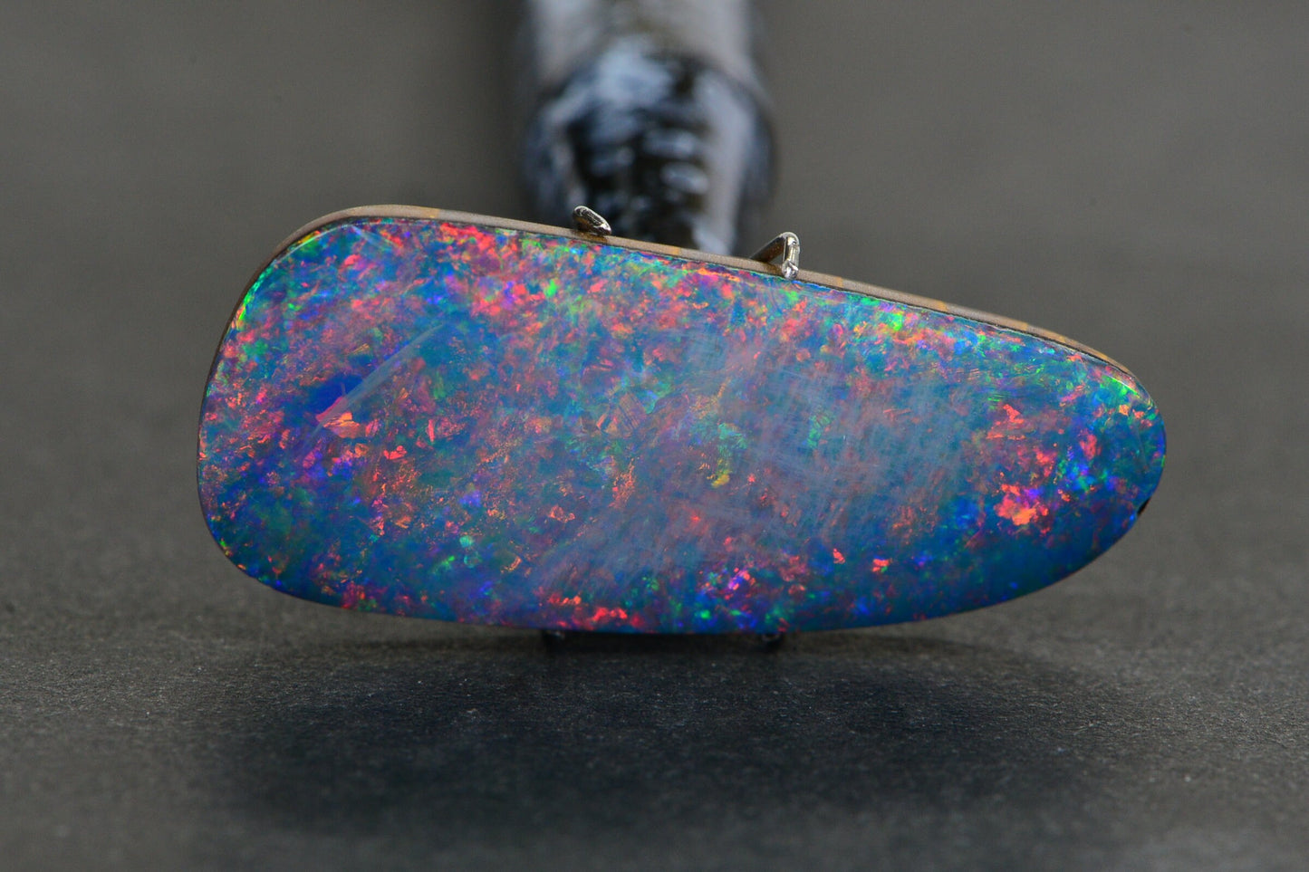 10.4 CTS  Australian Black Opal  Freeform Cabochon Metalic Rainbow Boulder Opal