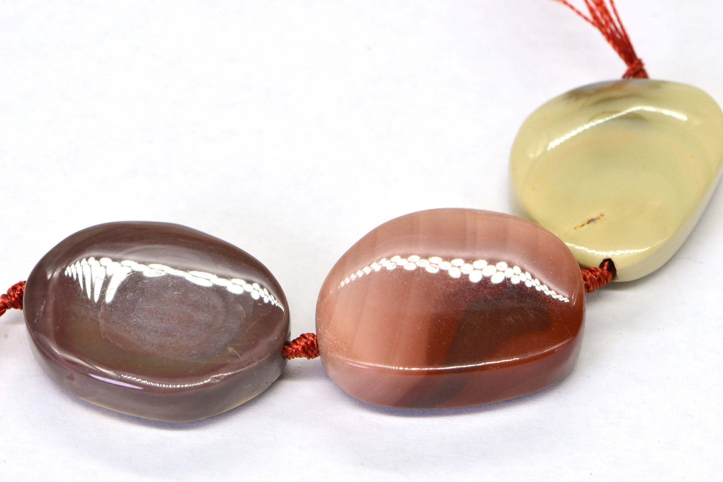 Imperial Jasper Cabochon Drilled Hole Free form Triangle Lot 3 Stone