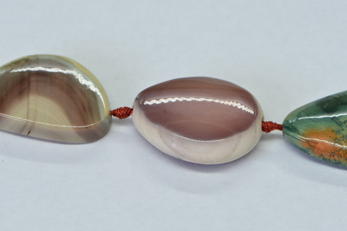 Imperial Jasper Cabochon Drilled Hole Free form Triangle Lot 3 Stone