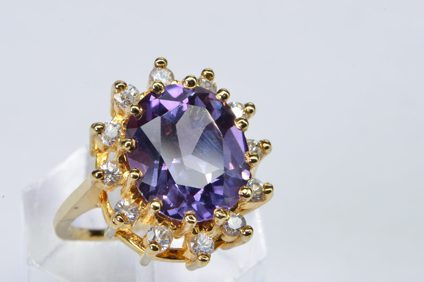 Alexandrite Change Color Diamond Accent  14K Yellow Gold over Sterling silver
