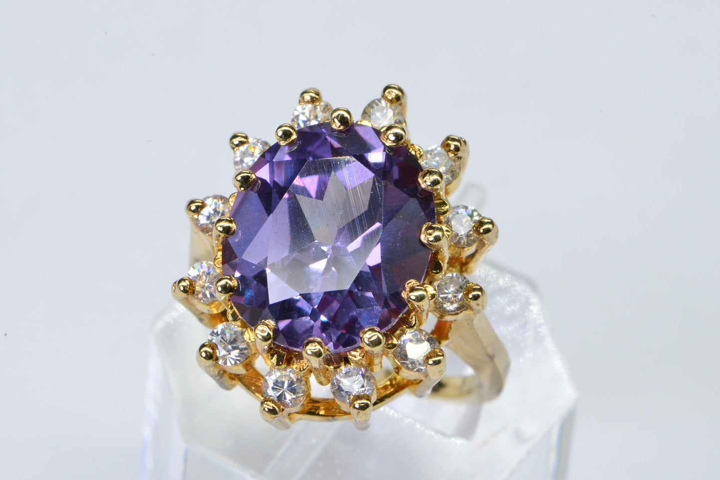 Alexandrite Change Color Diamond Accent  14K Yellow Gold over Sterling silver