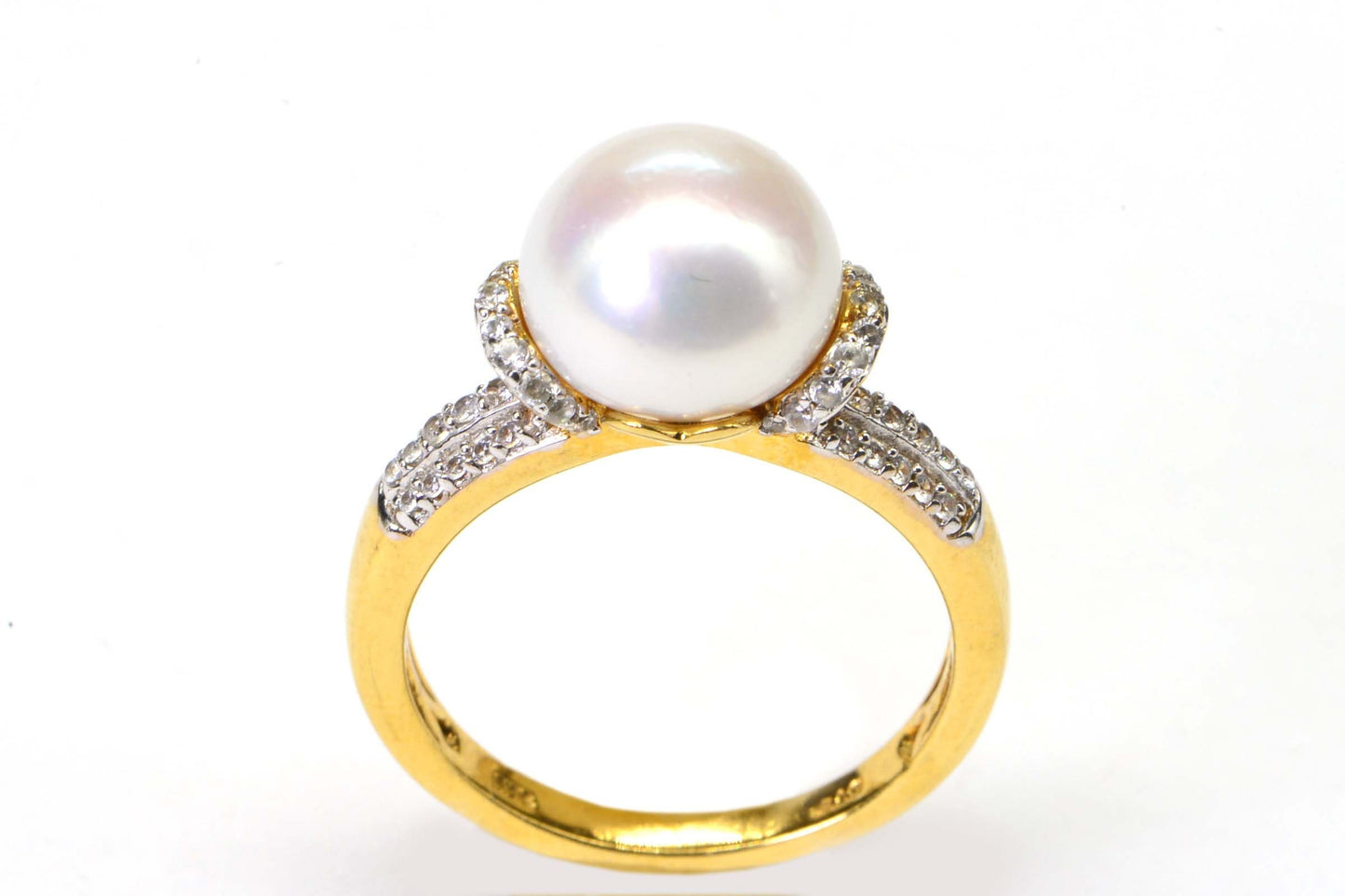 Genuine South Sea Golden Pearl Ring 14K Yellow Gold Over Sterling Silver