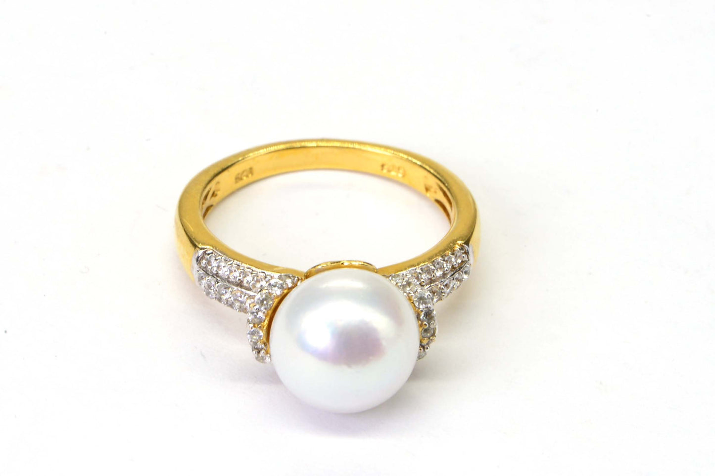Genuine South Sea Golden Pearl Ring 14K Yellow Gold Over Sterling Silver