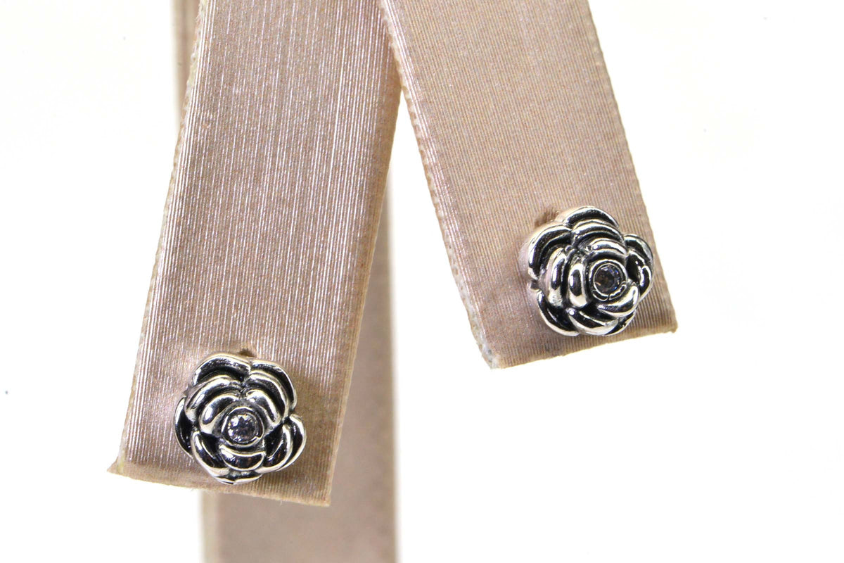 Tiny Flower Stud Earrings For Kids Sterling Silver Simulated Diamond stud