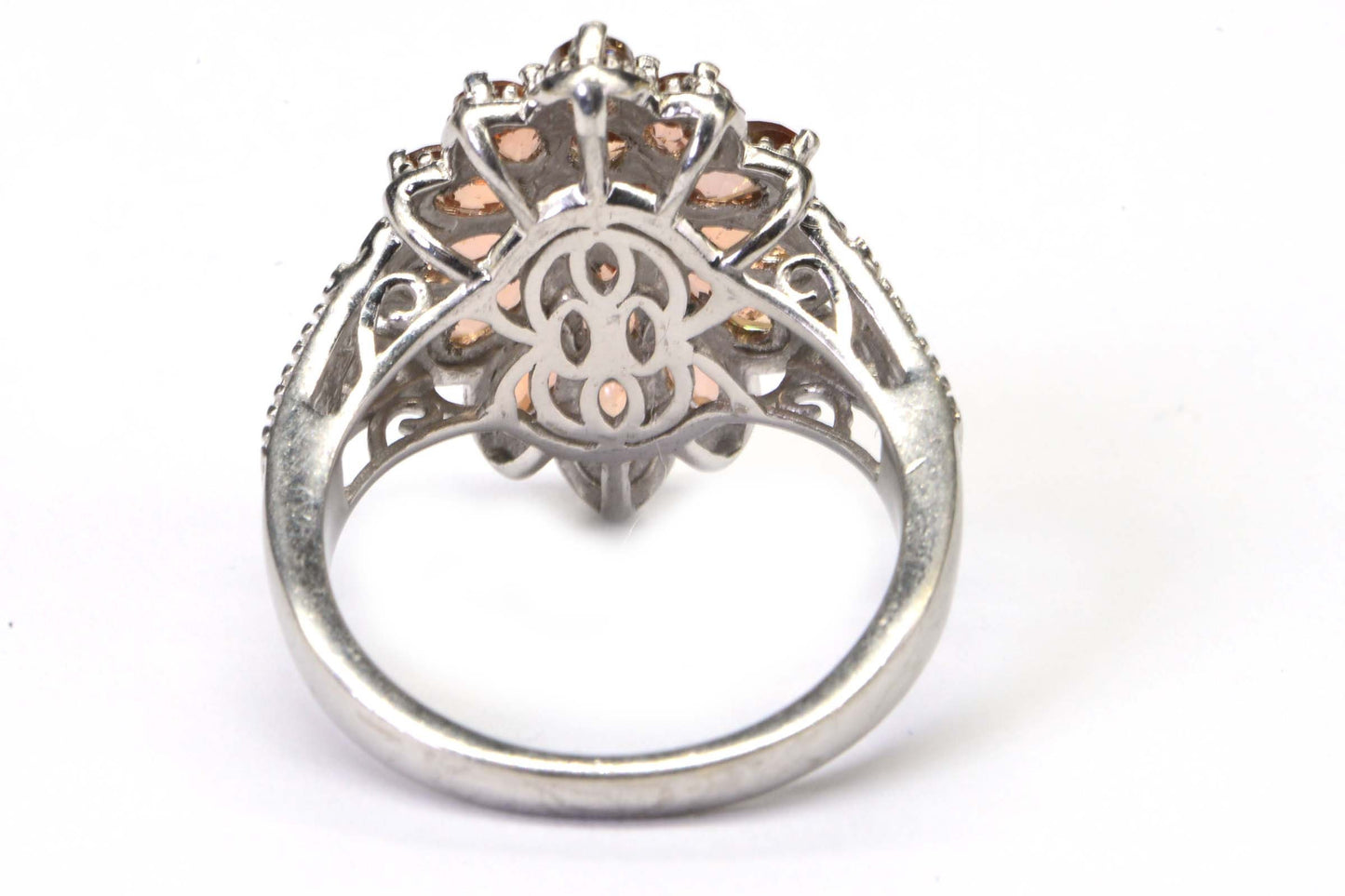 Marquise Tourmaline Sterling Silver Ring: Multi Stone Cocktail Ring