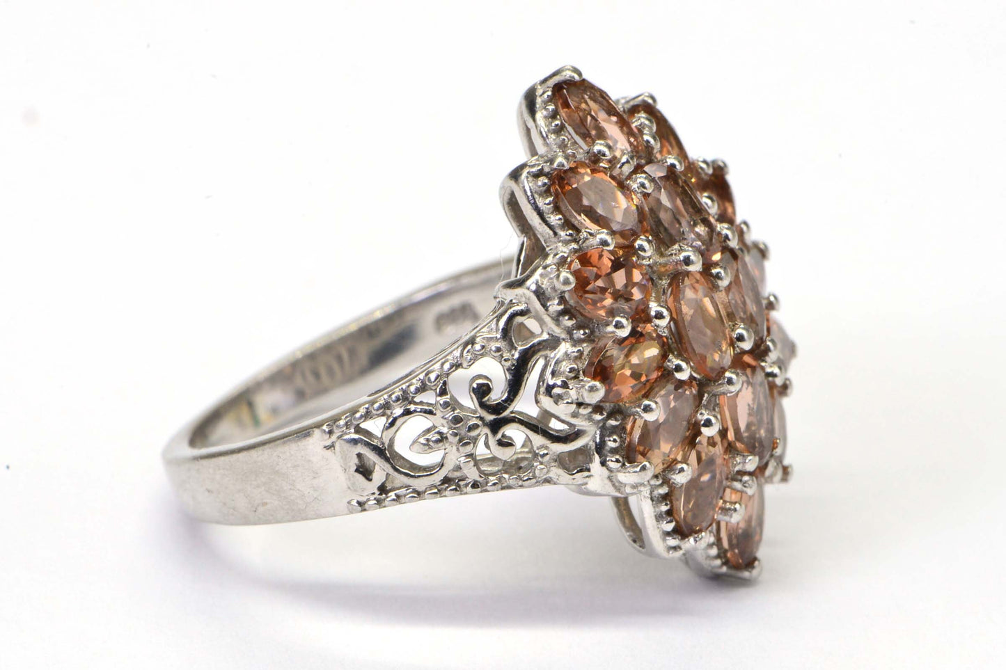 Marquise Tourmaline Sterling Silver Ring: Multi Stone Cocktail Ring