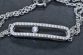 Simulated Diamond Sparkly Silver Bar Bracelet Sterling Silver
