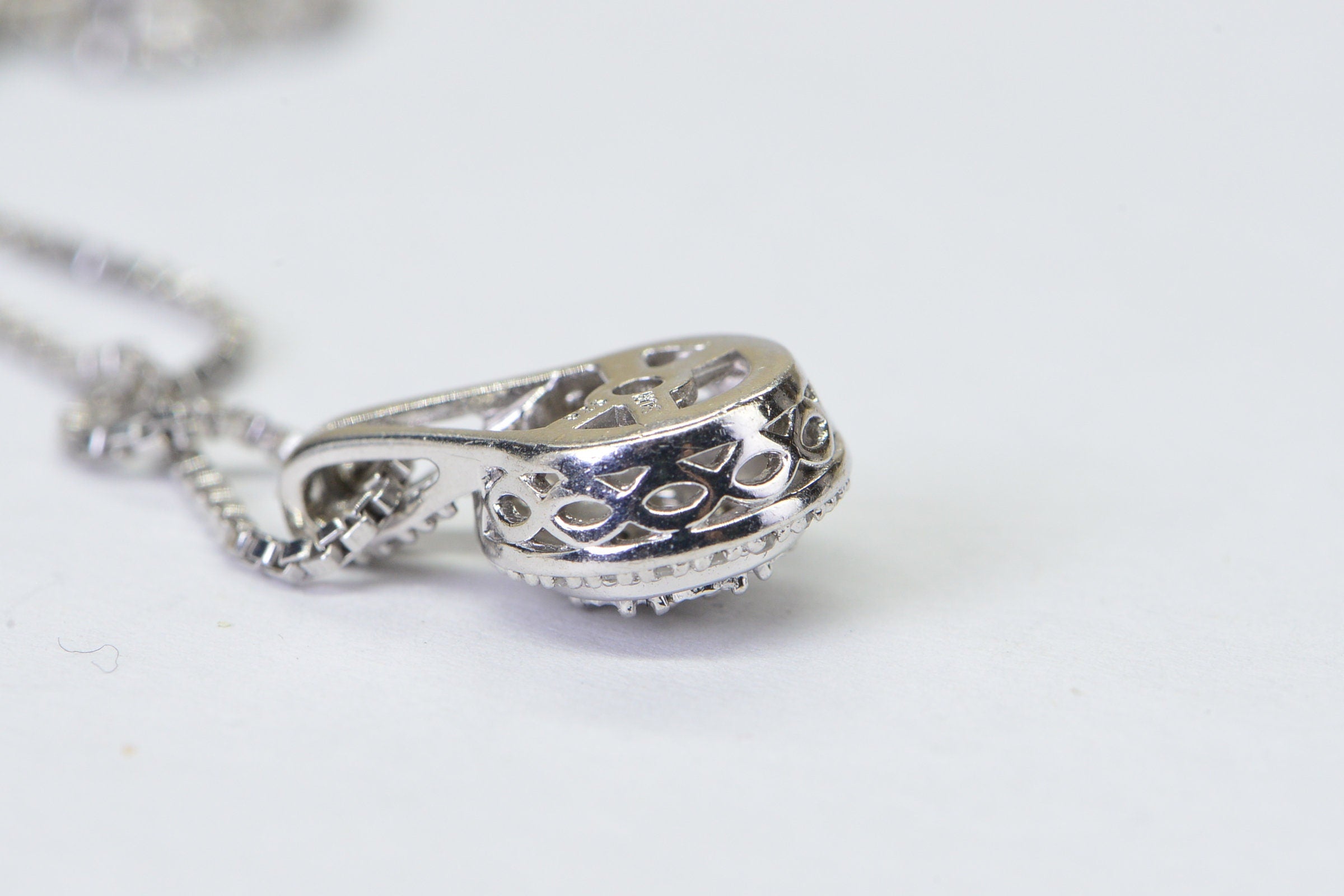 Small Diamond Cluster Pendant: Sterling Silver Estate Jewelry