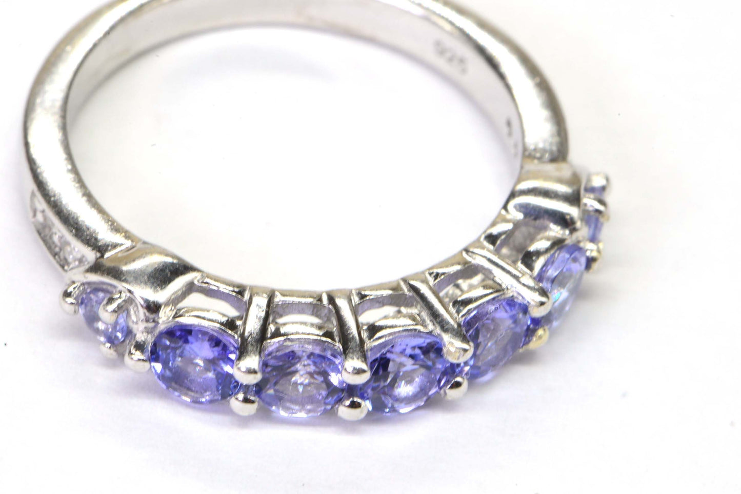 Tanzanite Band Rings Trillion Cut Stone Multi Stone Sterling Silver  Birthstone December