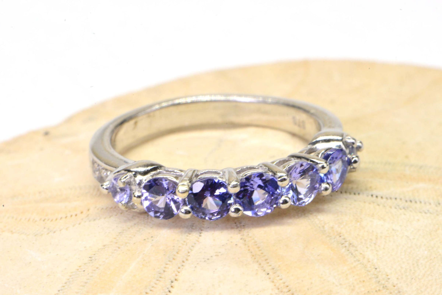Tanzanite Band Rings Trillion Cut Stone Multi Stone Sterling Silver  Birthstone December