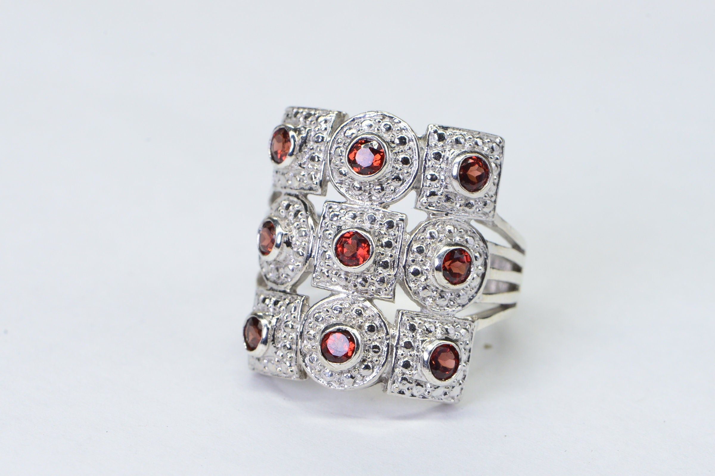 Solid Sterling Silver Garnet Ring Solitare Ring Without Stone For Man Or Women