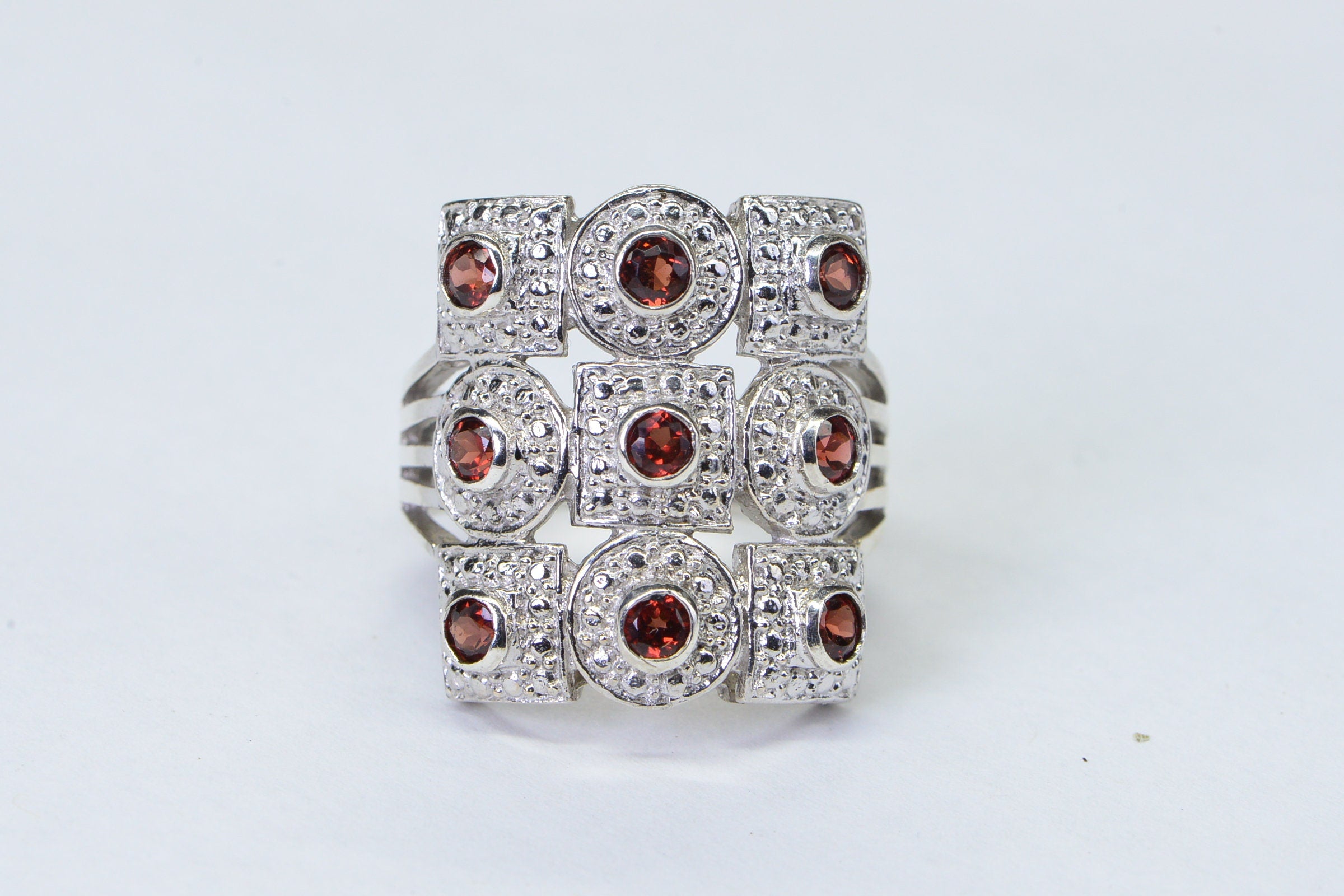 Solid Sterling Silver Garnet Ring Solitare Ring Without Stone For Man Or Women