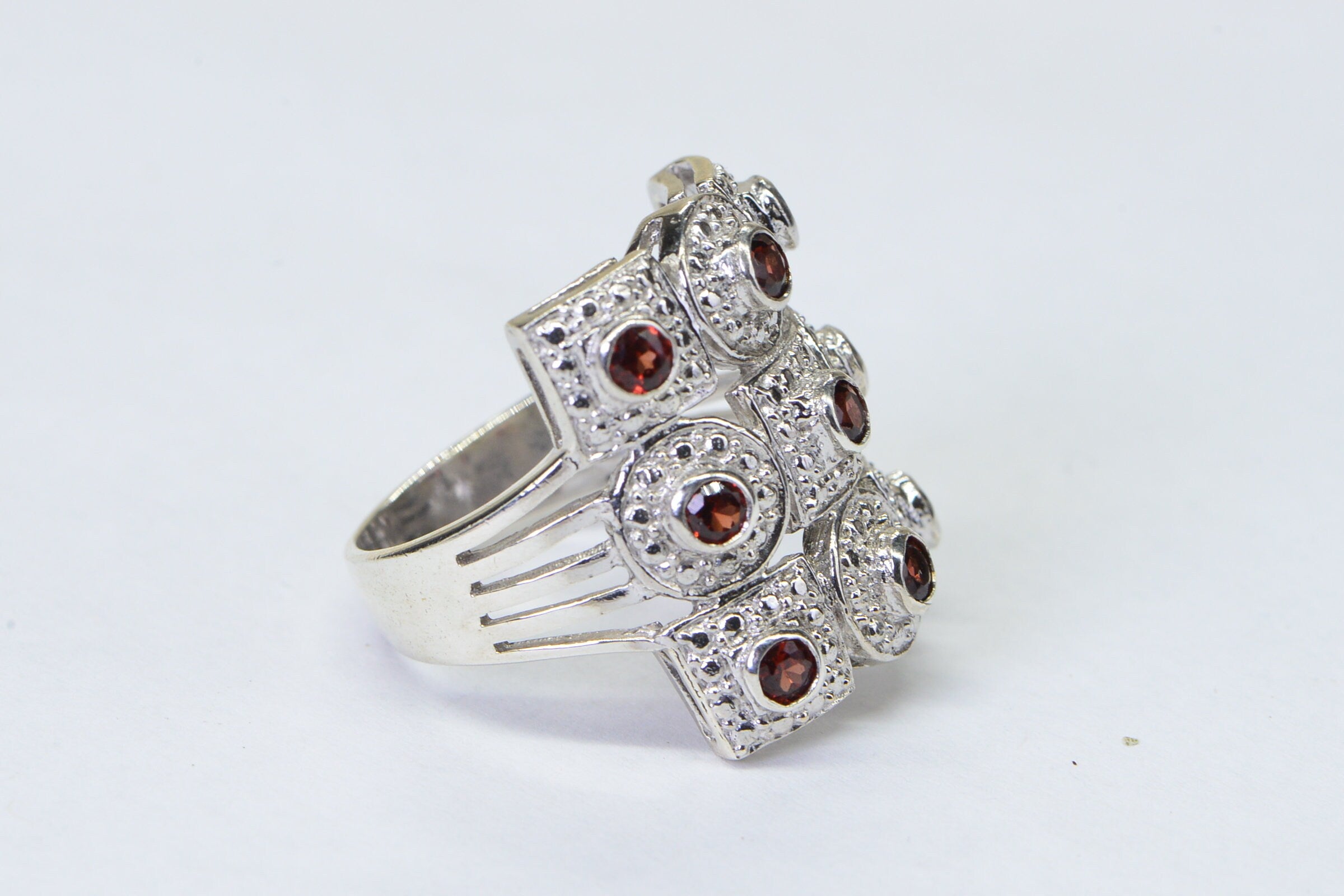 Solid Sterling Silver Garnet Ring Solitare Ring Without Stone For Man Or Women