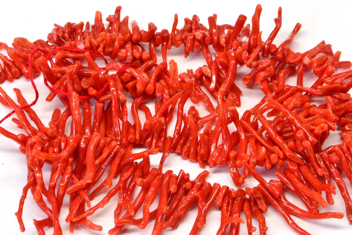 Genuine Red Coral Branch Necklace: Mediterranean Sea Coral, 20 Inch