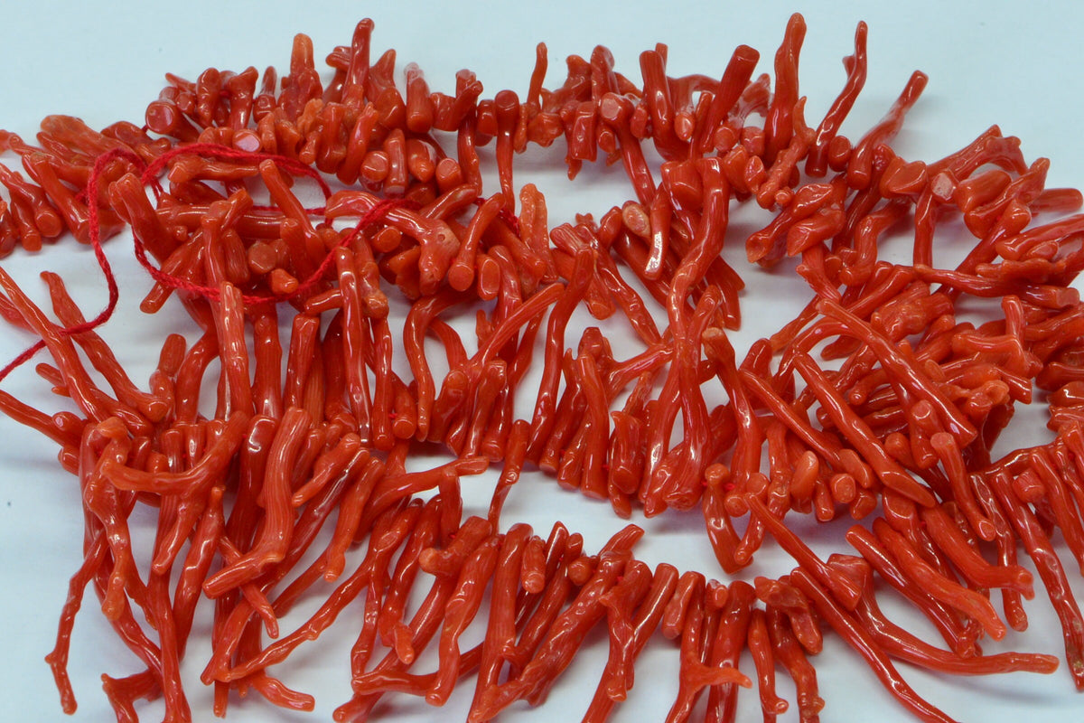 Genuine Red Coral Branch Necklace: Mediterranean Sea Coral, 20 Inch