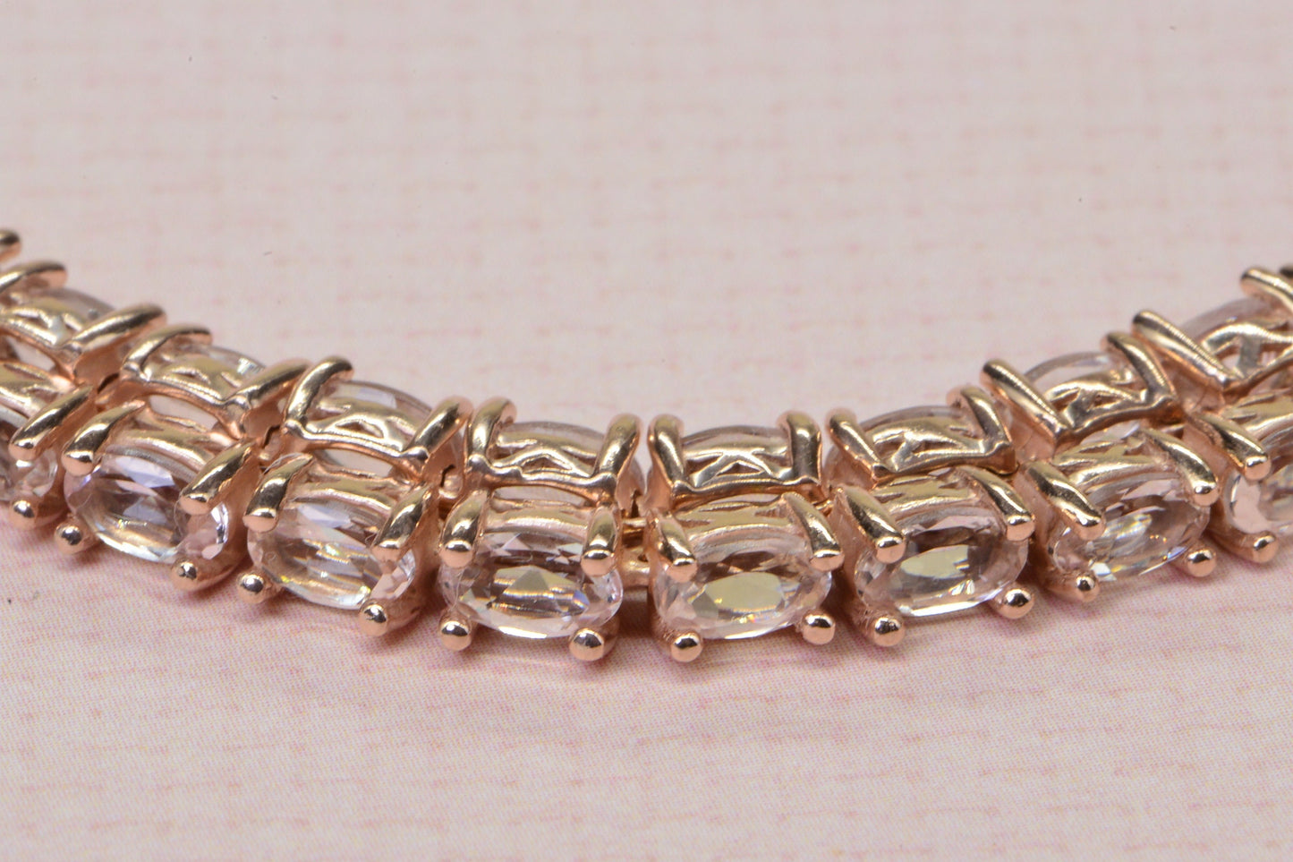 Morganite Tennis Bracelet, Rose Gold Vermeil Sterling Silver