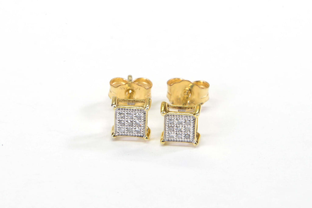 Extra Small Princes Style Diamond Stud Earrings 14K Yellow Gold Filled Square Tiny Studs