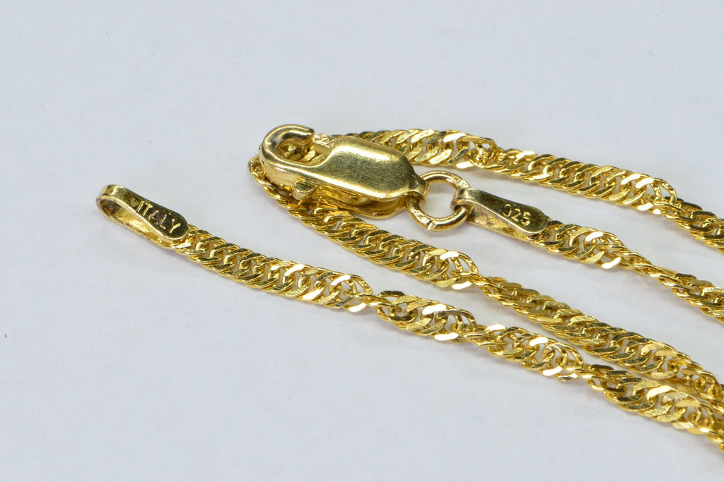 Twisted Herringbone Chain Bracelet: 14K Yellow Gold Over Sterling Silver, 8"