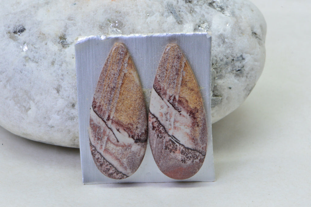 Sonora Jasper Cabochon Matches Pairs Teardrop Undrilled Cabochon   Mocha Brown Wire wrapped Jewelry Supply