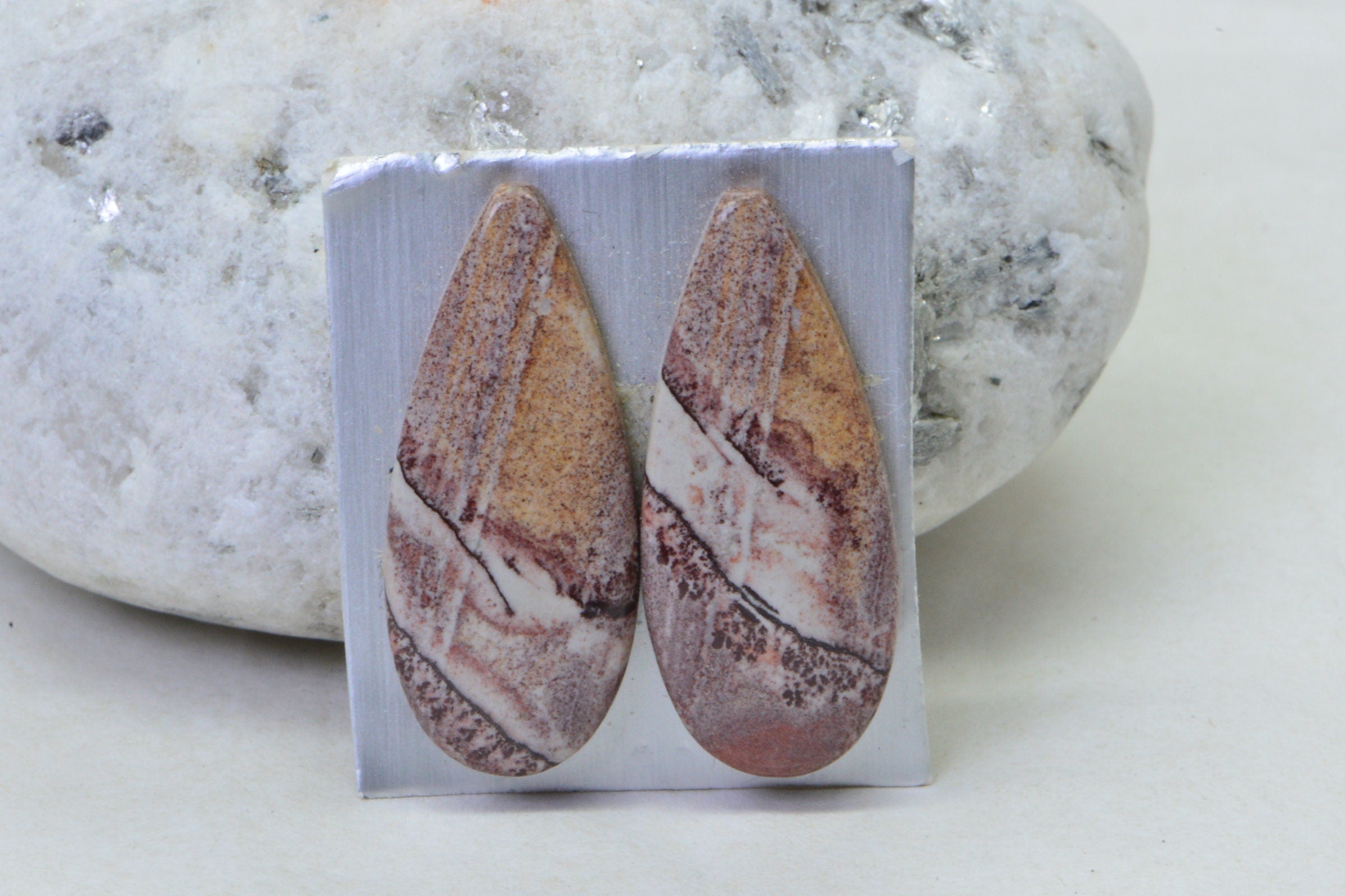 Sonora Jasper Cabochon Matches Pairs Teardrop Undrilled Cabochon   Mocha Brown Wire wrapped Jewelry Supply