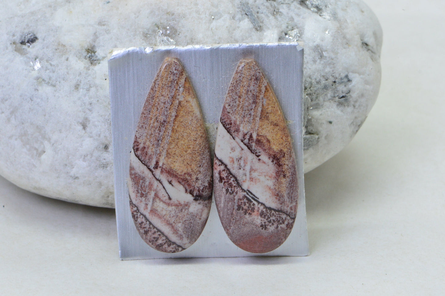 Sonora Jasper Cabochon Matches Pairs Teardrop Undrilled Cabochon   Mocha Brown Wire wrapped Jewelry Supply
