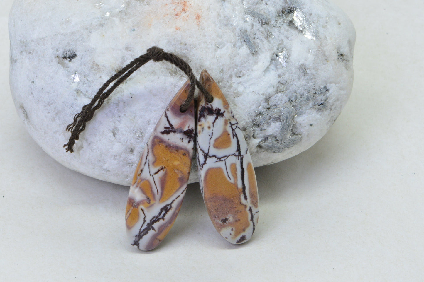 Moroccan mookaite Picture Jasper Matched Pair Cabochon drilled