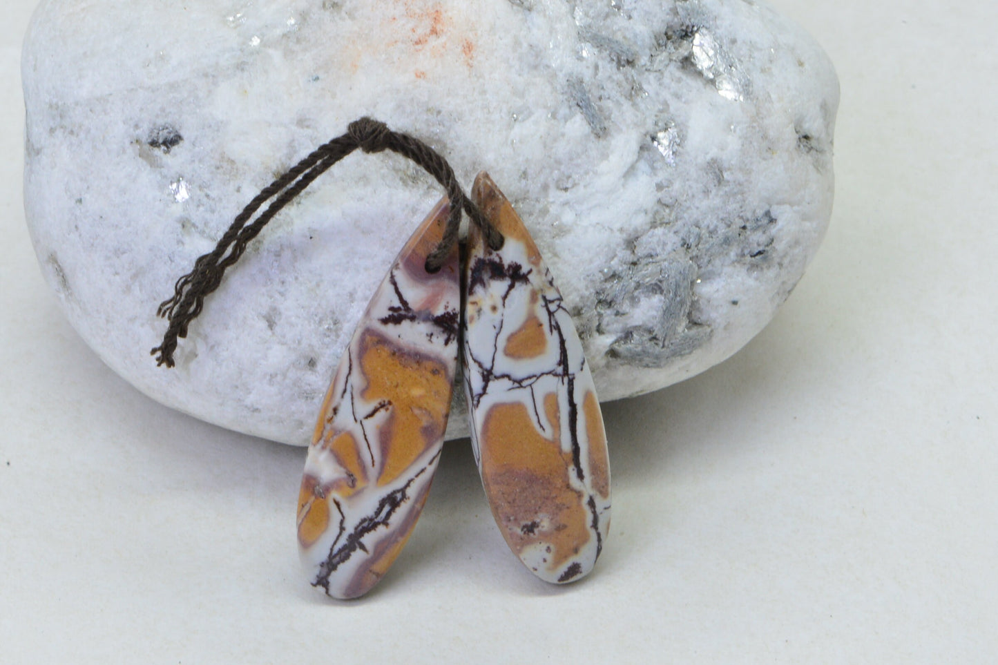 Moroccan mookaite Picture Jasper Matched Pair Cabochon drilled
