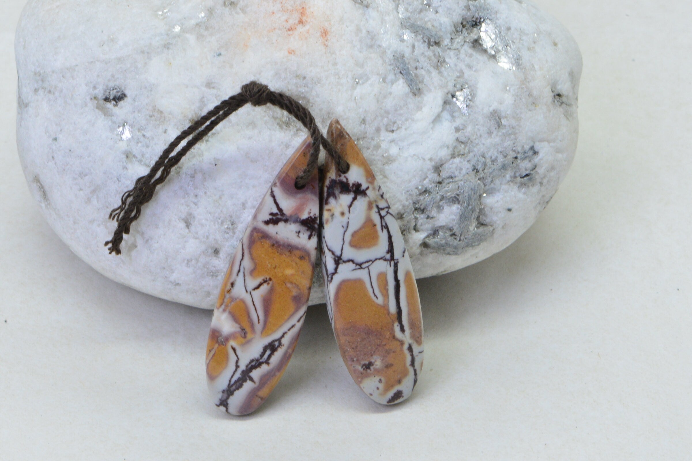 Moroccan mookaite Picture Jasper Matched Pair Cabochon drilled