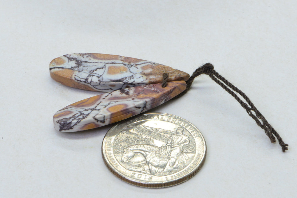 Moroccan mookaite Picture Jasper Matched Pair Cabochon drilled