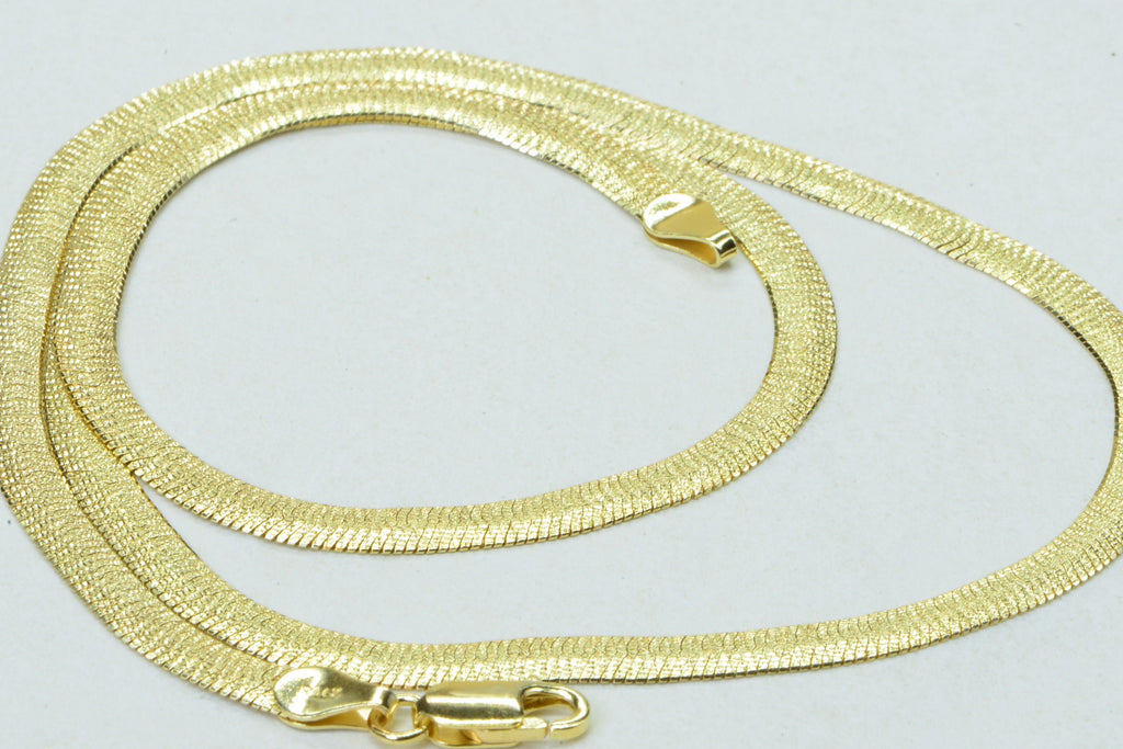 14K Yellow Gold Flat Snake Skin Diamond Cut Chain 20 inch necklace