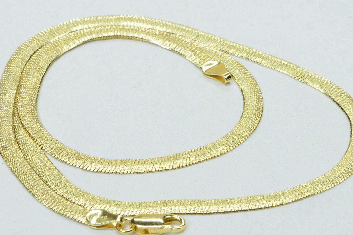 14K Yellow Gold Flat Snake Skin Diamond Cut Chain 20 inch necklace