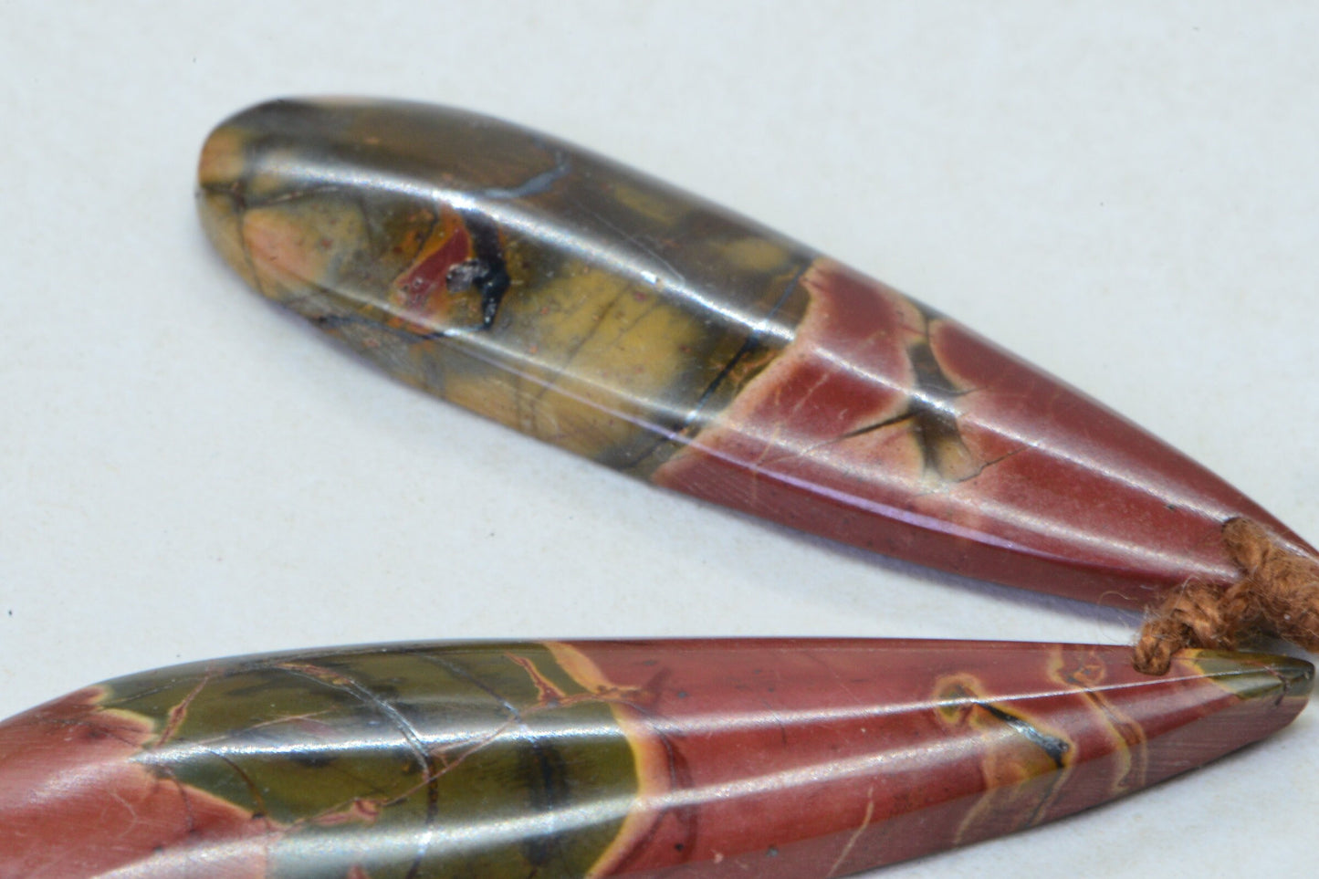 Red Creek Jasper Long Teardrop  Cabochon Natural Gemstone Orange Brown Green Picasso Jasper