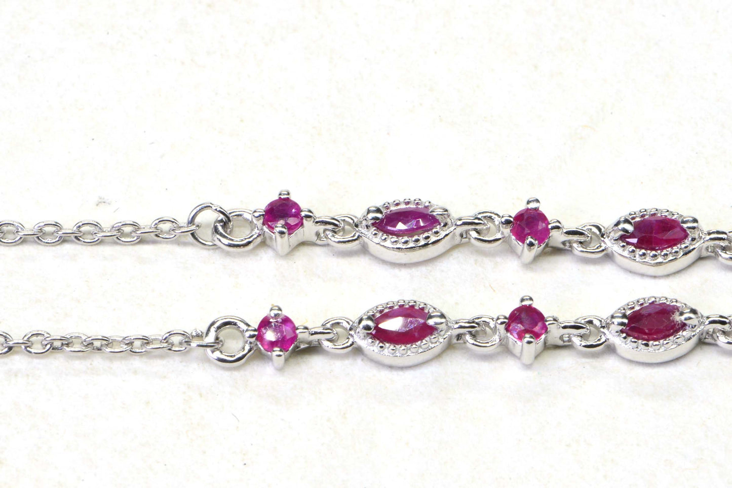 Sterling Silver Ruby Necklace, Delicate Flower Choker