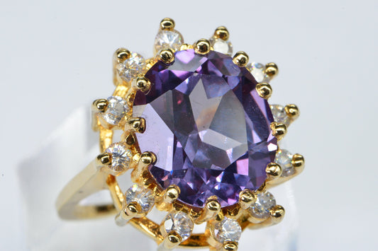 Alexandrite Change Color Diamond Accent  14K Yellow Gold over Sterling silver