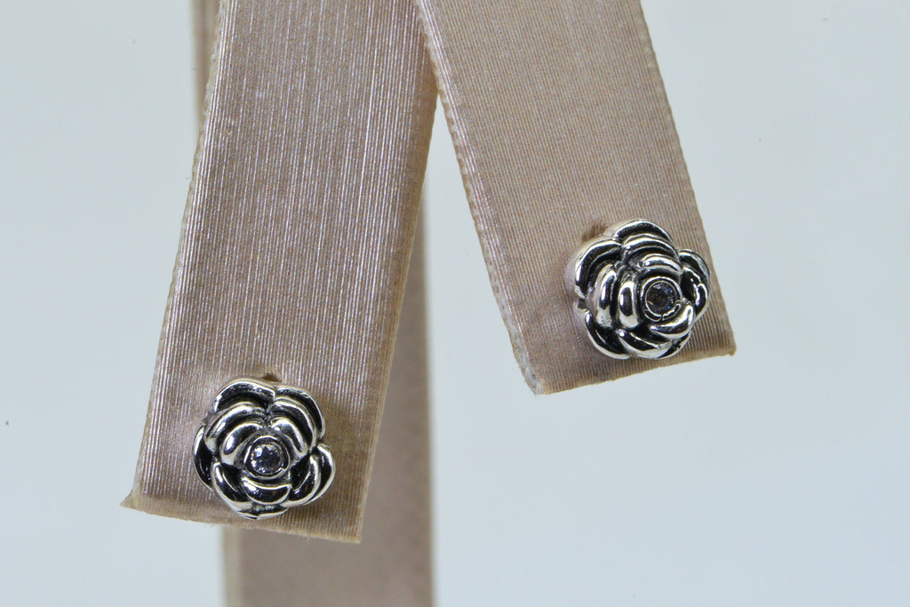 Tiny Flower Stud Earrings For Kids Sterling Silver Simulated Diamond stud