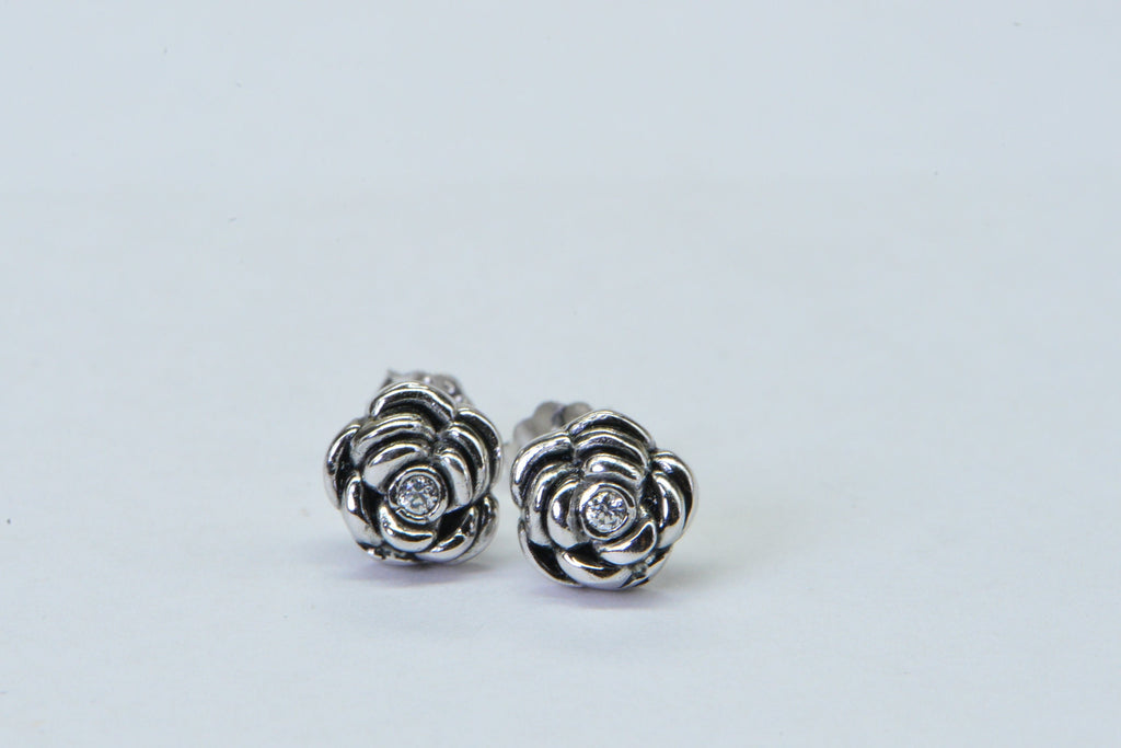 Tiny Flower Stud Earrings For Kids Sterling Silver Simulated Diamond stud