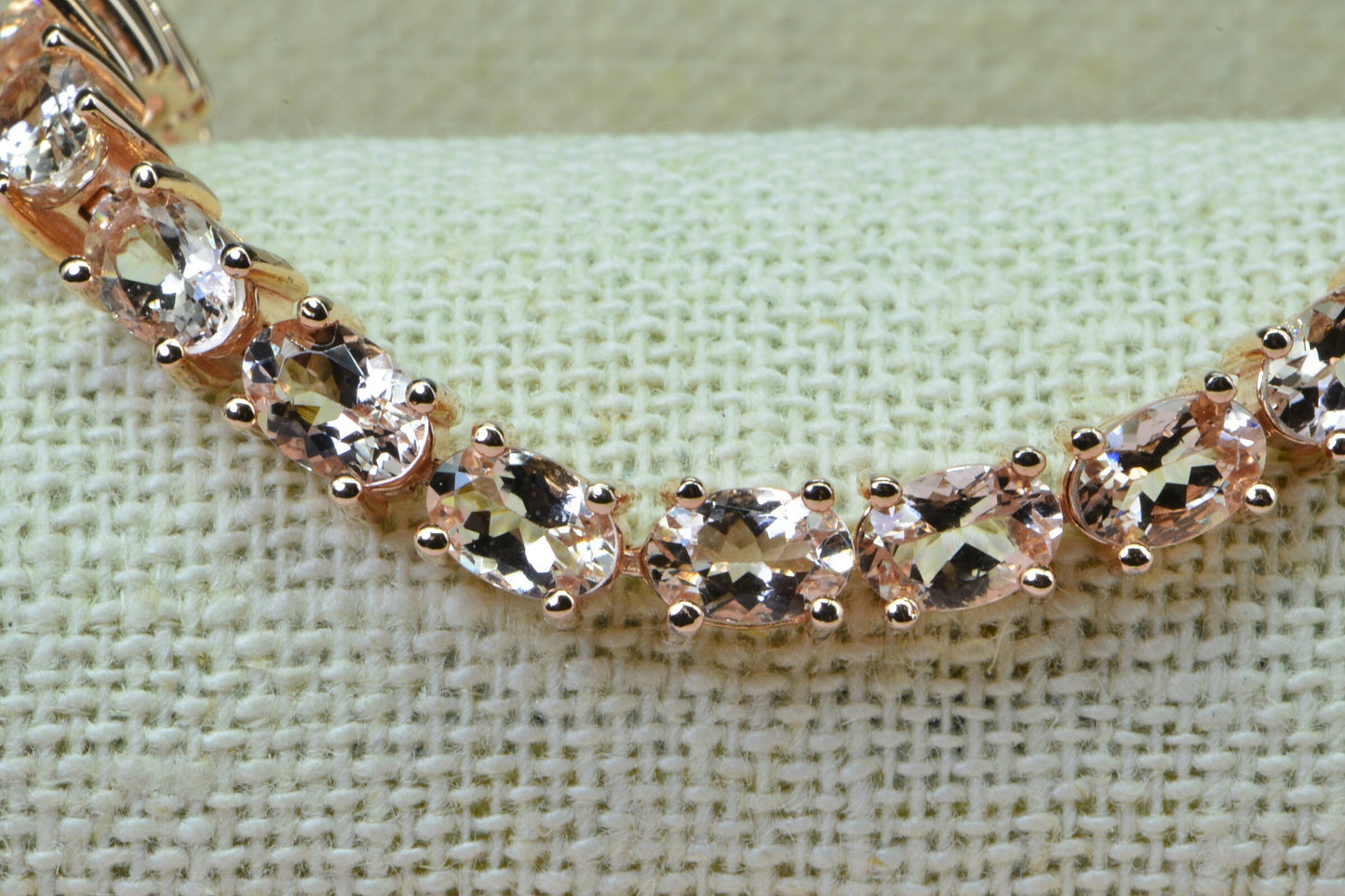 Morganite Tennis Bracelet: Rose Gold Vermeil Sterling Silver, 19.2ct Gemstone