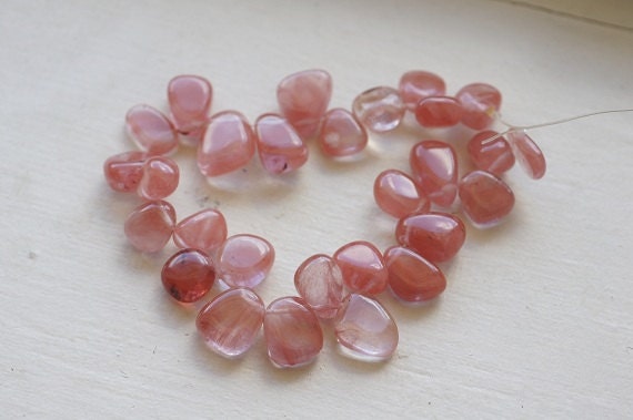 Cherry Quartz Freeform Teardrop Gemstone beads Jewelry supplies