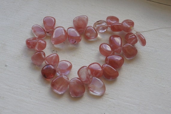 Cherry Quartz Freeform Teardrop Gemstone beads Jewelry supplies