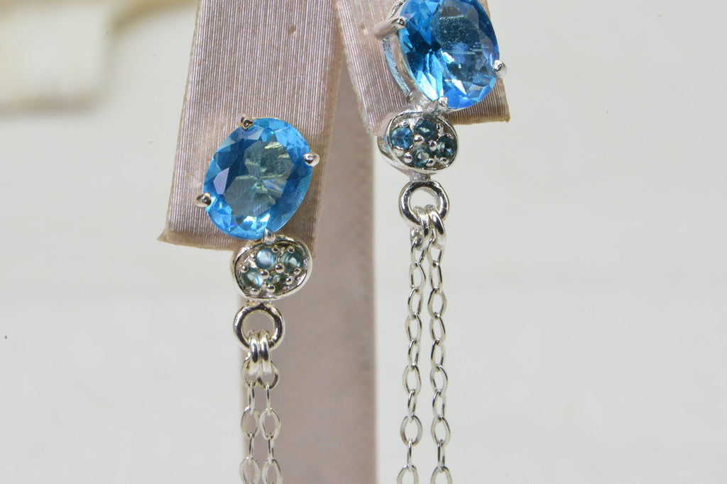 London Blue Topaz Sterling Silver Drop Earrings: AAA Gemstone