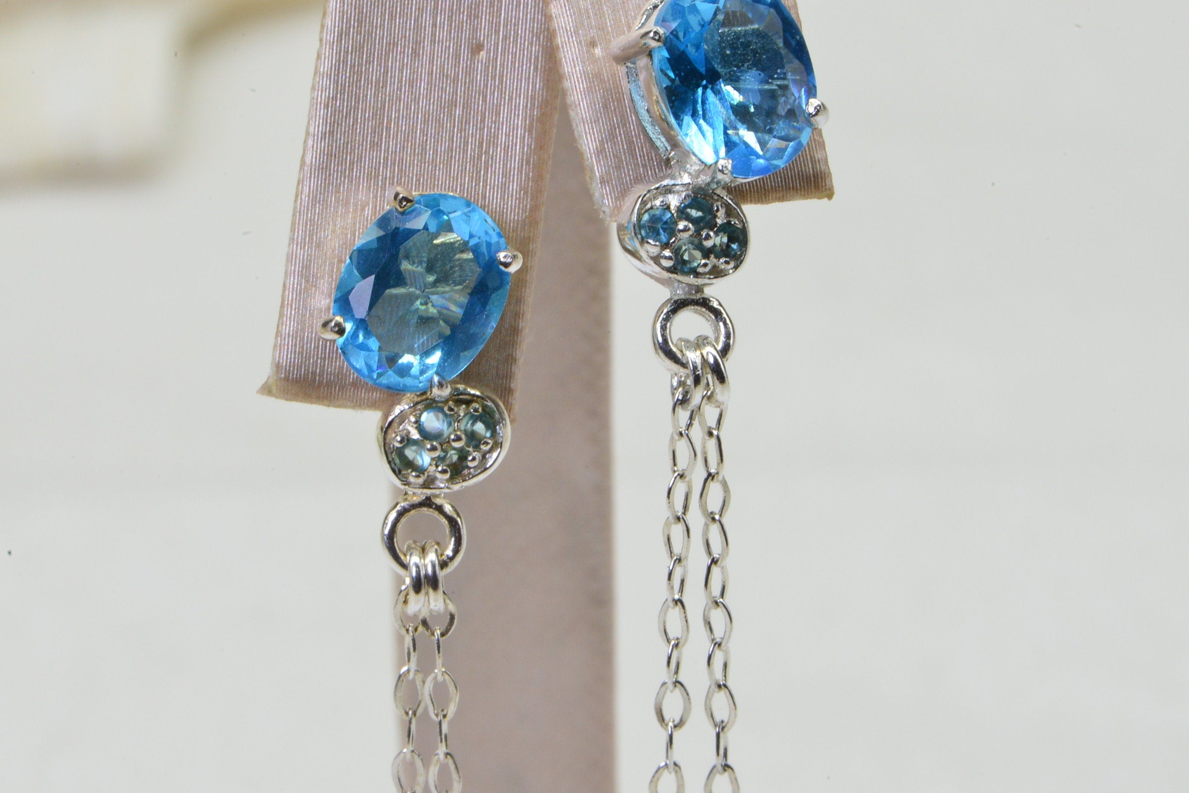 London Blue Topaz Sterling Silver Drop Earrings: AAA Gemstone