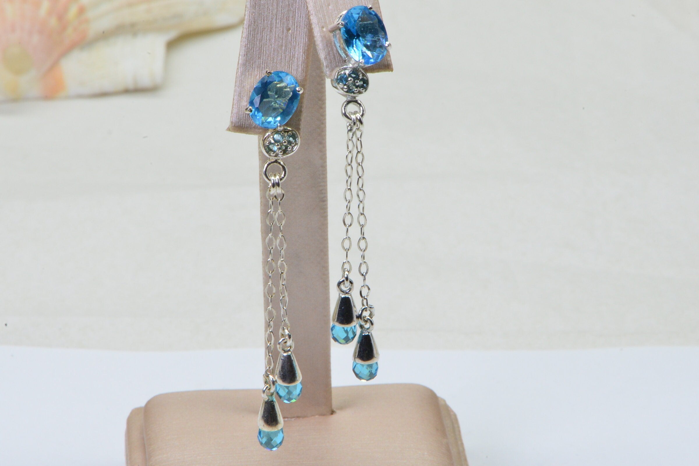 London Blue Topaz Sterling Silver Drop Earrings: AAA Gemstone