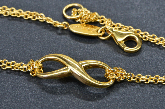 24K Gold Vermeil Infinity Bracelet: Delicate Double Row Chain