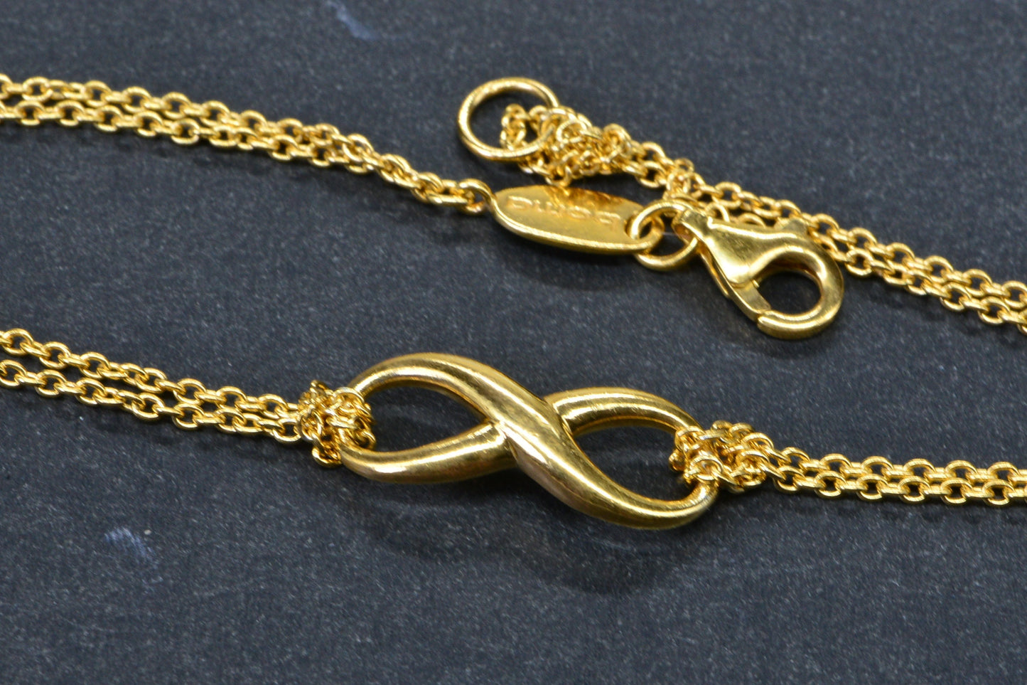 24K Gold Vermeil Infinity Bracelet: Delicate Double Row Chain