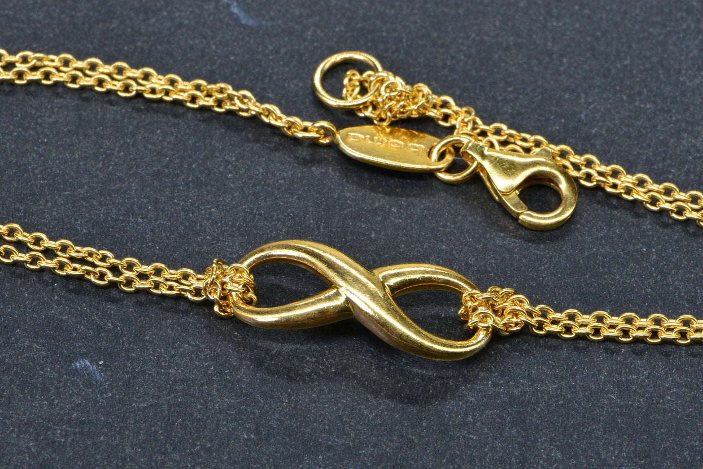 24K Gold Vermeil Infinity Bracelet: Delicate Double Row Chain